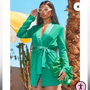 PrettyLittleThing Green Mini Dress